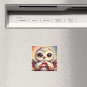 Schöne Liebe Herz Owl Magnet (In Situ (Geschirrspüler))