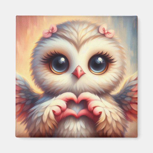 Schöne Liebe Herz Owl Magnet (Vorne)