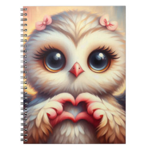 Schöne Liebe Herz Owl Notizblock