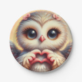 Schöne Liebe Herz Owl Pappteller (Vorderseite)