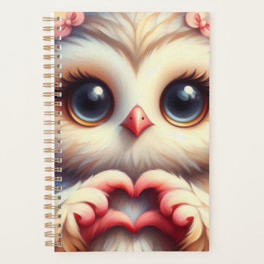 Schöne Liebe Herz Owl Planer (Vorderseite)