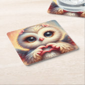 Schöne Liebe Herz Owl Rechteckiger Pappuntersetzer (angewinkelt)