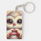 Schöne Liebe Herz Owl Schlüsselanhänger (Rückseite)