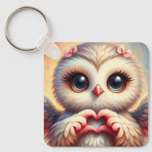 Schöne Liebe Herz Owl Schlüsselanhänger (Vorderseite)