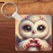 Schöne Liebe Herz Owl Schlüsselanhänger (Vorderseite)
