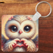 Schöne Liebe Herz Owl Schlüsselanhänger (Rückseite)