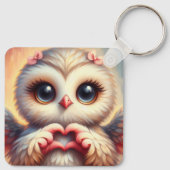 Schöne Liebe Herz Owl Schlüsselanhänger (Rückseite)
