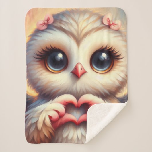 Schöne Liebe Herz Owl Sherpadecke (Vorderseite)