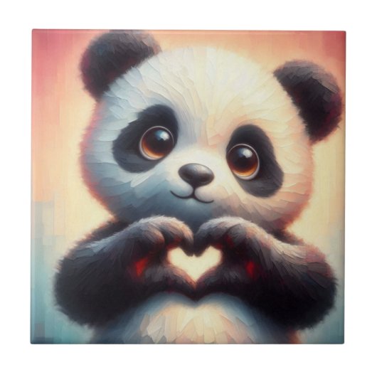 Schöne Liebe Herz Panda Fliese (Vorderseite)