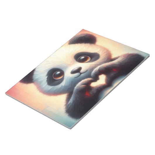 Schöne Liebe Herz Panda Notizblock (angewinkelt)