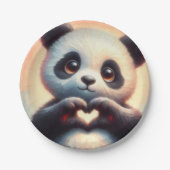Schöne Liebe Herz Panda Pappteller (Vorderseite)