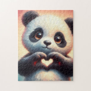 Schöne Liebe Herz Panda Puzzle