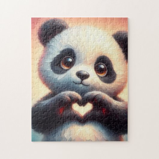 Schöne Liebe Herz Panda Puzzle (Vertikal)