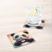 Schöne Liebe Herz Panda Rechteckiger Pappuntersetzer (Vor Ort)