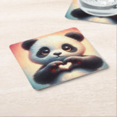Schöne Liebe Herz Panda Rechteckiger Pappuntersetzer (angewinkelt)