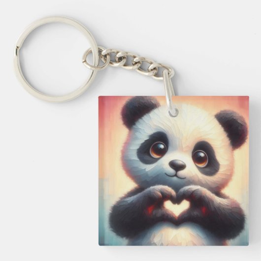 Schöne Liebe Herz Panda Schlüsselanhänger (Vorderseite)