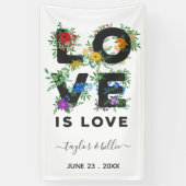 Schöne Liebe mit Blumen ist Liebe Gay Wedding Banner (Vertikal)
