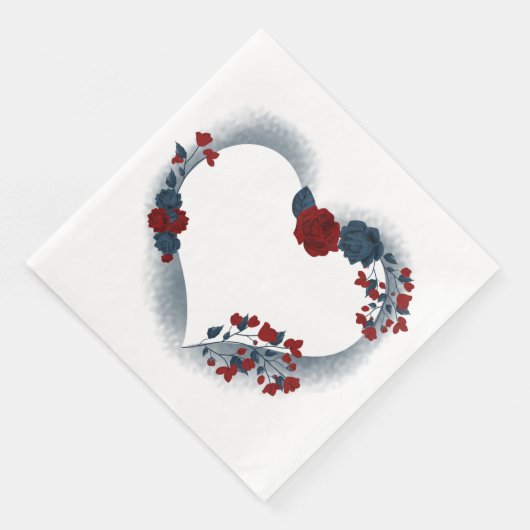 Schöne Liebe Rot & Marinebär Serviette (Ecke)