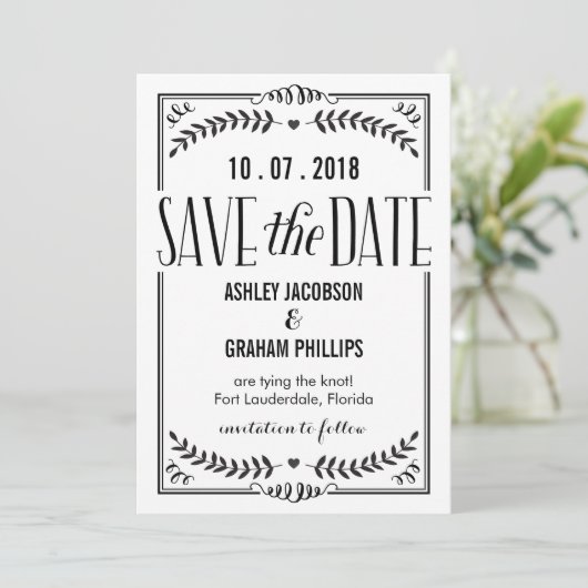 Schöne Liebe Save the Date Karte (Stehend Vorderseite)