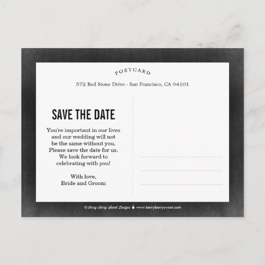 Schöne Liebe Save the Date Postkarte (Rückseite)