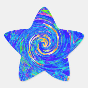Schöne Liebenswerte Blaue Liebesdruck-Flash-Vektor Stern-Aufkleber