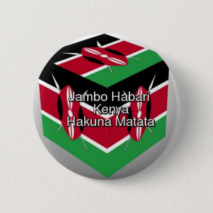 Schöne liebevolle kenianische Flagge Cube mit Gruß Button