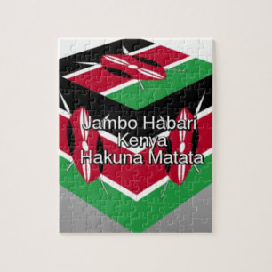 Schöne liebevolle kenianische Flagge Cube mit Gruß Puzzle