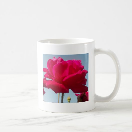 Schöne, liebevolle Rose Rot gegen Blau Kaffeetasse (Rechts)