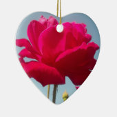 Schöne, liebevolle Rose Rot gegen Blau Keramik Ornament (Rechts)