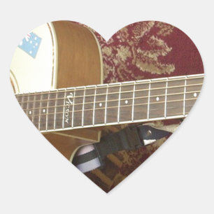 Schöne, liebevolle Vintage-Gitarre auf afrikanisch Herz-Aufkleber