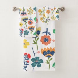 Schöne liebliche florale Hübsche Farben Rosa Gelb  Badhandtuch Set