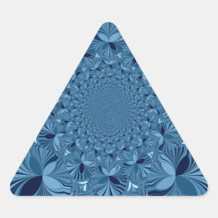 Schöne, liebliche, irisierende blaue Kaleidoskop-K Dreieckiger Aufkleber