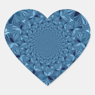 Schöne, liebliche, irisierende blaue Kaleidoskop-K Herz-Aufkleber