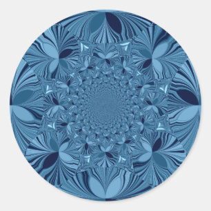 Schöne, liebliche, irisierende blaue Kaleidoskop-K Runder Aufkleber