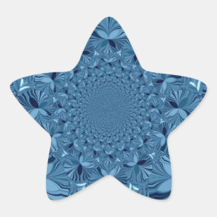 Schöne, liebliche, irisierende blaue Kaleidoskop-K Stern-Aufkleber