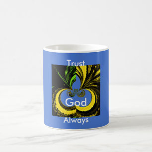 Schöne, liebliche südafrikanische gelbe und blaue kaffeetasse