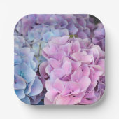 Schöne Lila, blaue, rosa Hydrangea-Blume Pappteller (Vorderseite)