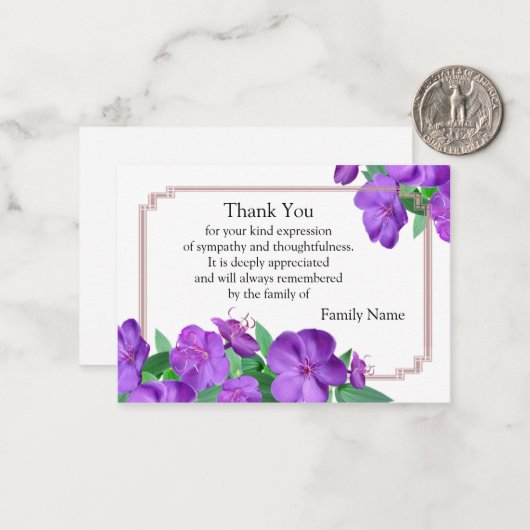 Schöne Lila Blume Danke Karte (Vorderseite/Rückseite Beispiel)
