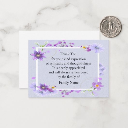 Schöne Lila Blume Danke Karte (Vorderseite/Rückseite Beispiel)