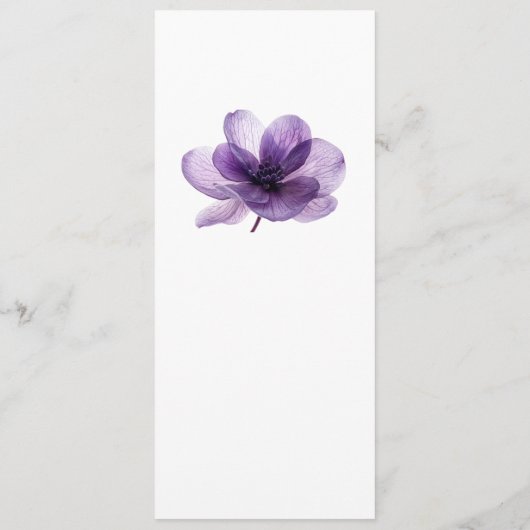 Schöne Lila Blume Hochzeit Menükarte (Rückseite)