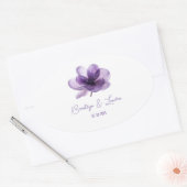 Schöne Lila Blume Hochzeit Ovaler Aufkleber (Umschlag)