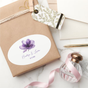 Schöne Lila Blume Hochzeit Ovaler Aufkleber