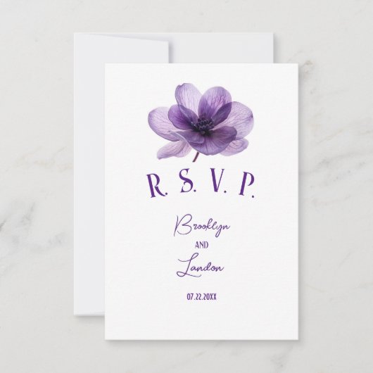 Schöne Lila Blume Hochzeit RSVP Karte (Vorderseite)