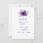 Schöne Lila Blume Hochzeit RSVP Karte (Rückseite)