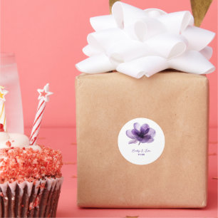 Schöne Lila Blume Hochzeit Runder Aufkleber