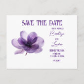 Schöne Lila Blume Hochzeit speichern das Datum Ankündigungspostkarte (Vorderseite)