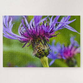 Schöne lila Blume mit Honigbiene Puzzle