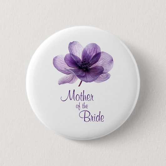 Schöne Lila Blume Mutter der Braut Button (Vorderseite)
