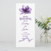 Schöne Lila Blume Probe Abendessen Einladung (Stehend Vorderseite)
