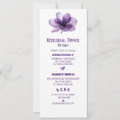 Schöne Lila Blume Probe Abendessen Einladung (Rückseite)